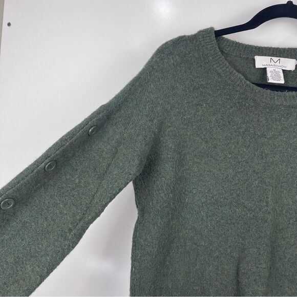 Magaschoni Wool/Alpaca Blend Long Sleeve Sweater Green Buttons Women's Medium - Picture 3 of 9
